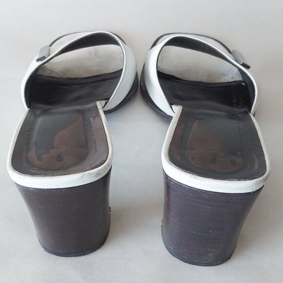 Tom Ford Era Gucci Slide Block Chunky Heel White Leather Comfy Mules Sandals - Picture 9 of 16